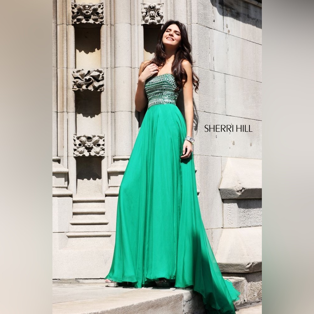 Sherri Hill Emerald Green Beaded Prom Dress, Size 4